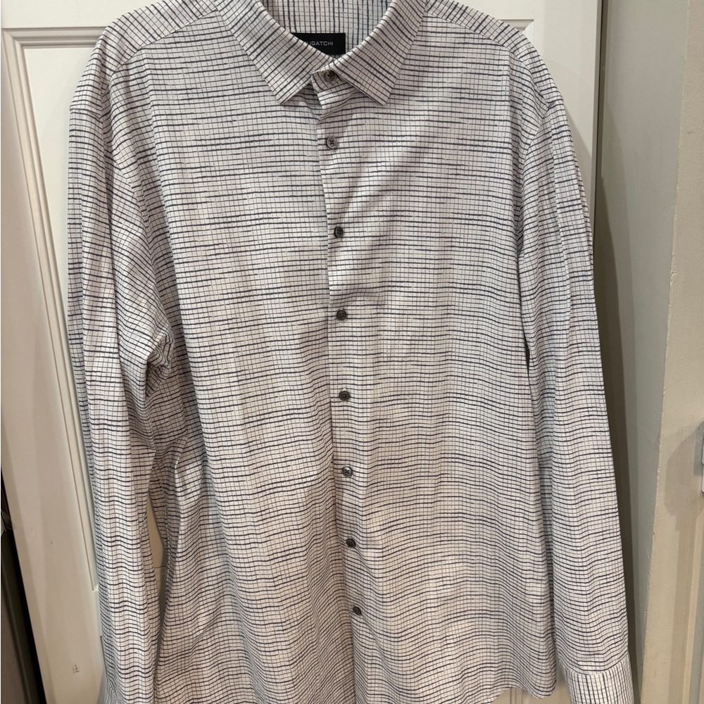 Bugatchi Black and White Checkered Shirt Men’s XXL